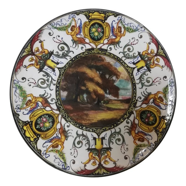 Hand-Painted Display Plate from Riccardo Gatti, Italy, 1950s For Sale