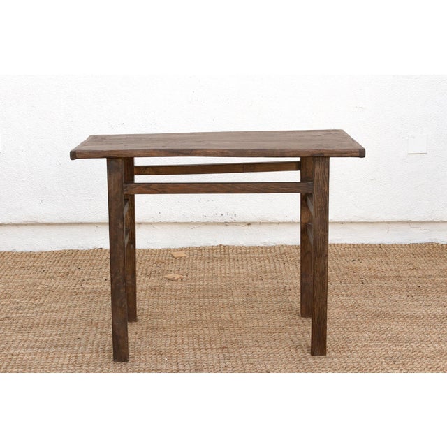 Reconstructed Rustic Warm Walnut Finish Console For Sale - Image 9 of 10
