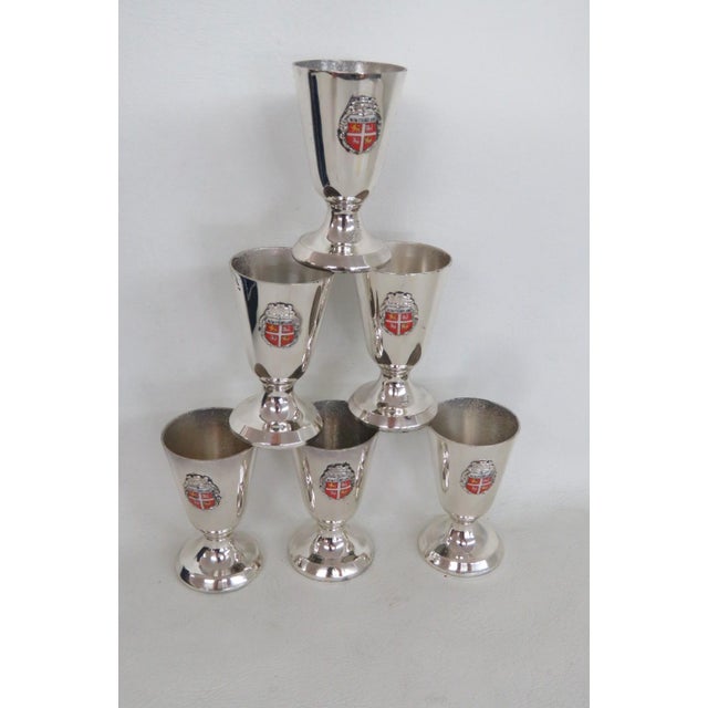 Boxed Set of 6 Newfoundland Crest Small Goblets Shot Cordial Metal Cups 4960b For Sale - Image 9 of 10