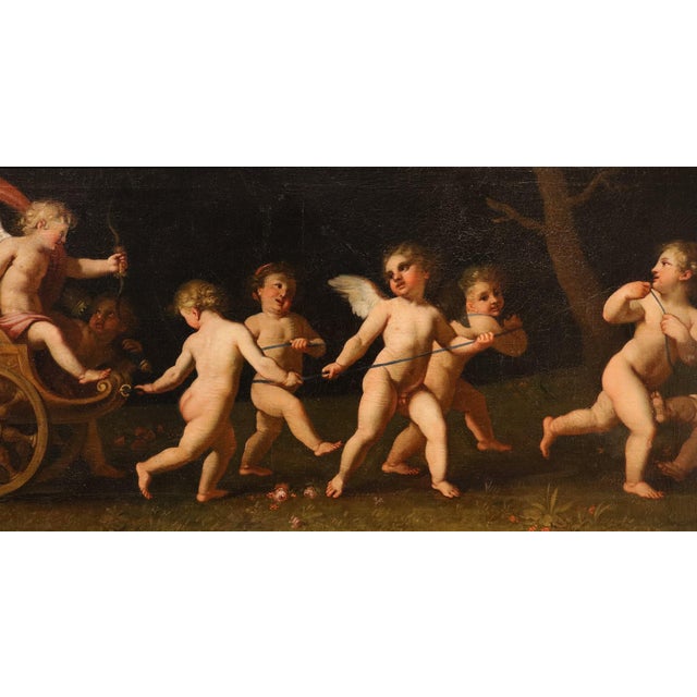 Francesco Albani, Cupids at Play Entertaining with Venus's Chariot, 17th Century, Oil Painting on Canvas, Framed For Sale - Image 7 of 15