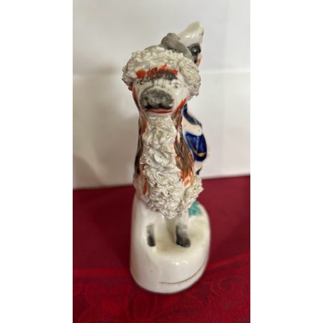 Ceramic Antique Staffordshire Figurines of Girls on Goats- Set of 2 For Sale - Image 7 of 10