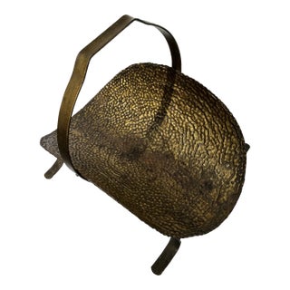 MCM Hammered & Strapped Metal Firewood Carrier For Sale