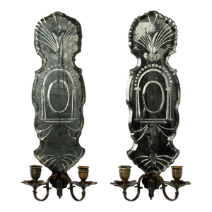 Pair of Antique French Mirrored Wall Sconces