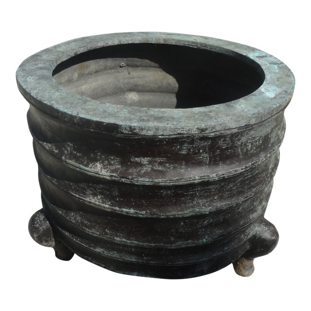 Extra Large Vintage Chinese Bronze Jardiniere Planters For Sale