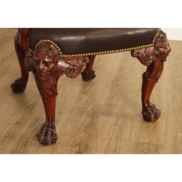 Maitland Smith Style LionCarved Leather Armchair Chairish