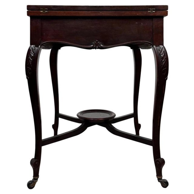 Gold 20th Century English Mahogany Envelope Card Table, 1890s For Sale - Image 8 of 13