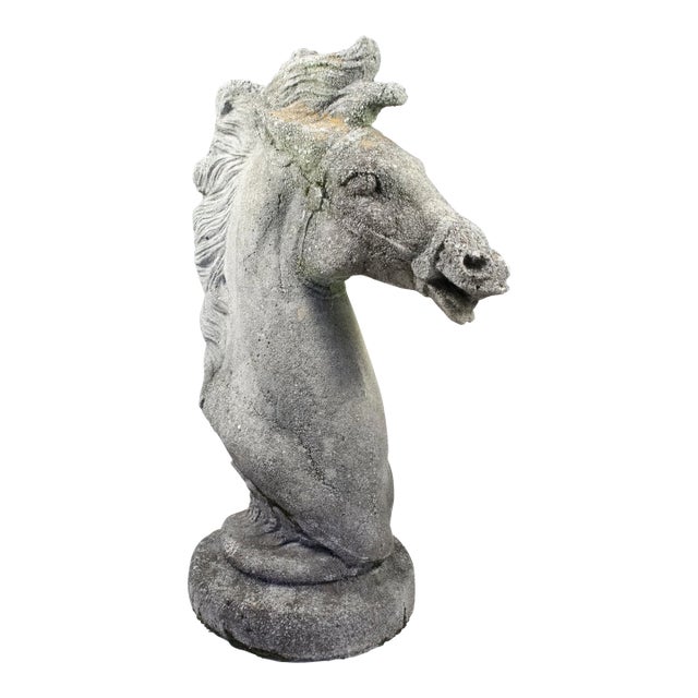 1960s Immense Vintage Cast Cement, Concrete Horse Head Sculpture For Sale