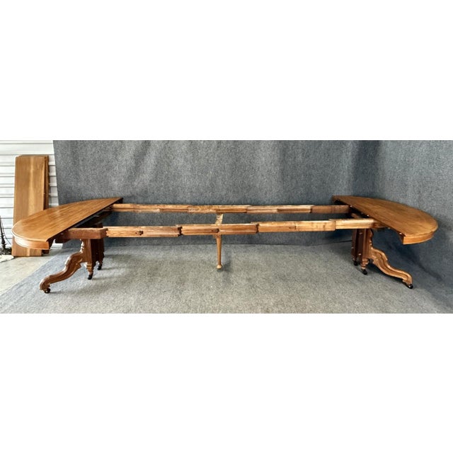 Brown C1890 Solid Cherry Round Pedestal Dining Table With Two Leaves For Sale - Image 8 of 15