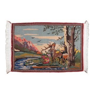 Kashan Mini Pictorial Rug no. j4984 For Sale