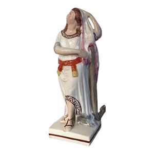 Antique Early 19th Century English Staffordshire Pearlware Neoclassical Figure of Hope With an Anchor