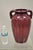 Antique R.R.P. Co Roseville, OH Red Stoneware Twin Handle 14" Red Jug Vase Vessel. Item features fan and scroll...