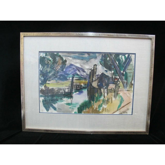 Green David McCosh Abstract Mountain Landscape Pacific Nw Watercolor Painting For Sale - Image 8 of 8