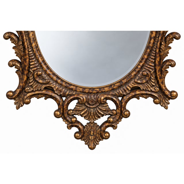 LaBarge Chinese Chippendale Style Gilded Faux Tortoise Mirror - 74 Inches For Sale - Image 9 of 10