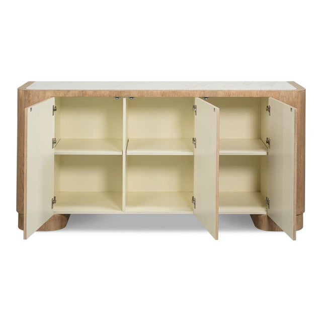 Contemporary Modern Sideboard with Marble Top, 72 Inches For Sale - Image 3 of 10