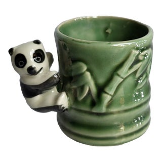 1960s Glazed Majolica Bamboo Panda Planter For Sale