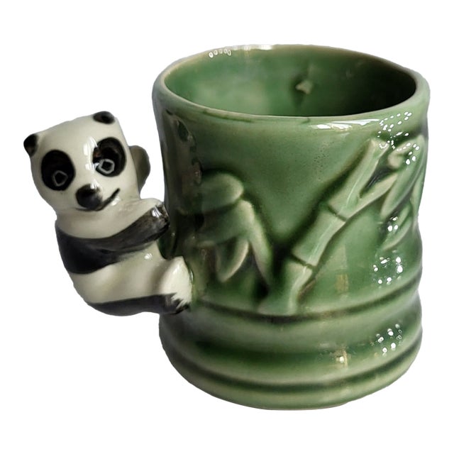 1960s Glazed Majolica Bamboo Panda Planter For Sale