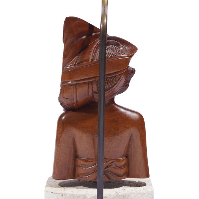 Pair of Balinese Carved Klungkung Wood Bust Lamps, 1920-40 For Sale - Image 10 of 13