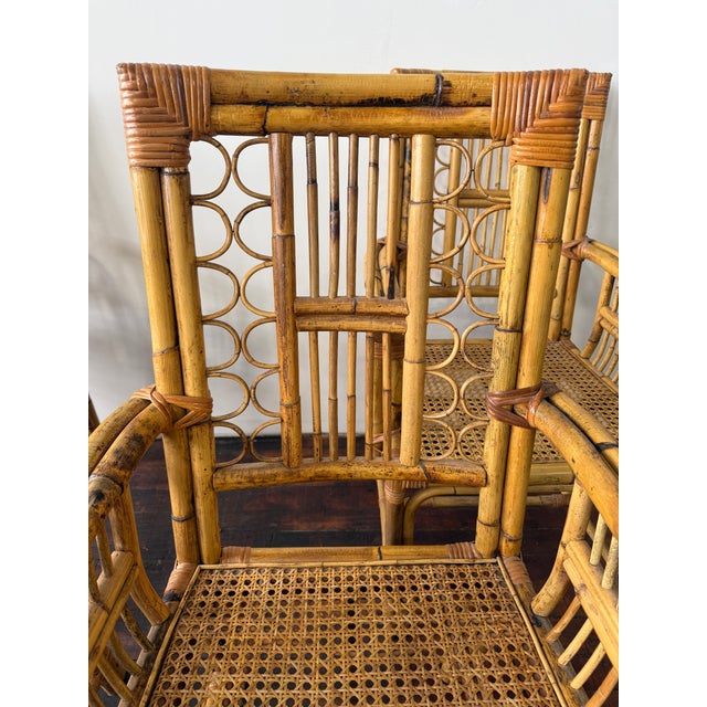 Set of 4, Calif-Asia and Cartel Bamboo & Rattan Mid Century Armchairs For Sale In Providence - Image 6 of 9