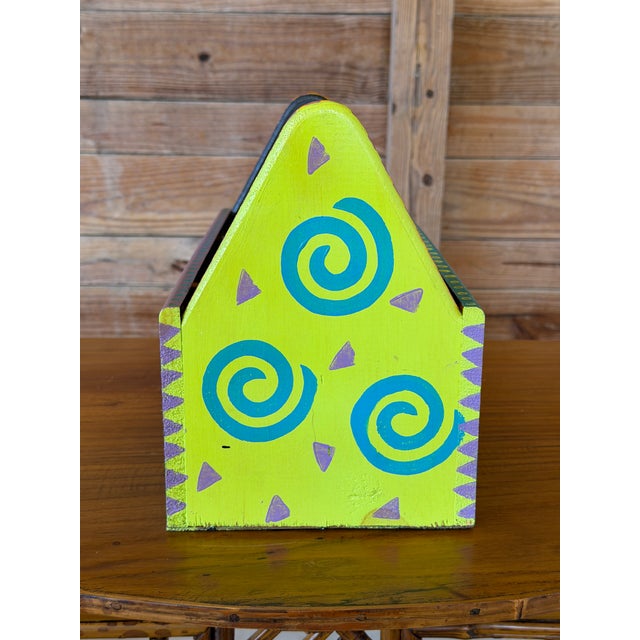 Folk Art Vintage Coastal Hand-Painted Wood Fish Caddy For Sale - Image 3 of 11