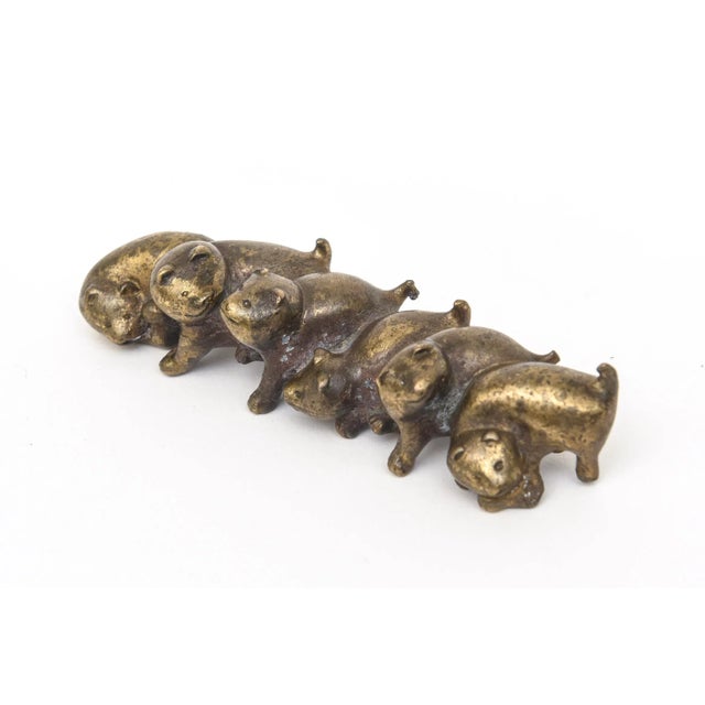 Modern Vintage Signed Arthur Court Bronze Paperweight of Dogs For Sale - Image 3 of 9