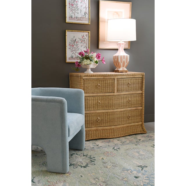 Contemporary Matthew Izzo Home Gina Handpainted Ikat Pattern Metal Tole Table Lamp With Cream Silk Shade For Sale - Image 3 of 4