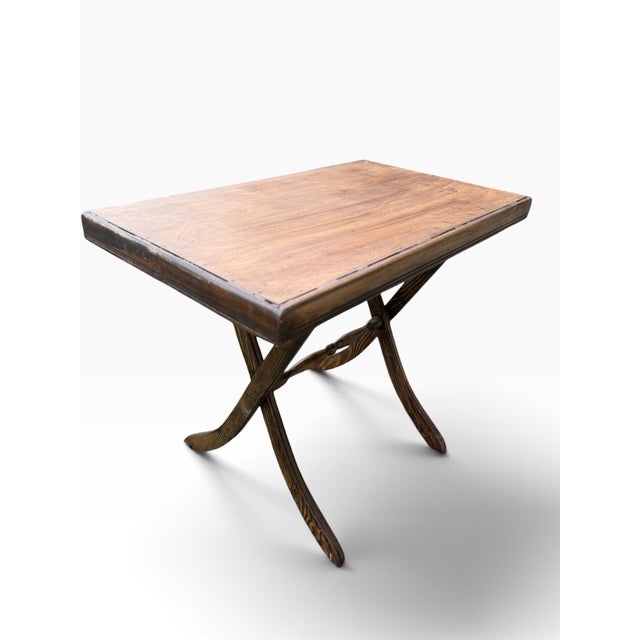 Mid-Century Vintage Wood Folding Occasional Table in Coffee Walnut Refinished For Sale In Buffalo - Image 6 of 8
