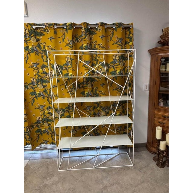 White Tonin Casa “Naviglio” Italian Modern White Metal and Glass Bookcase For Sale - Image 8 of 9