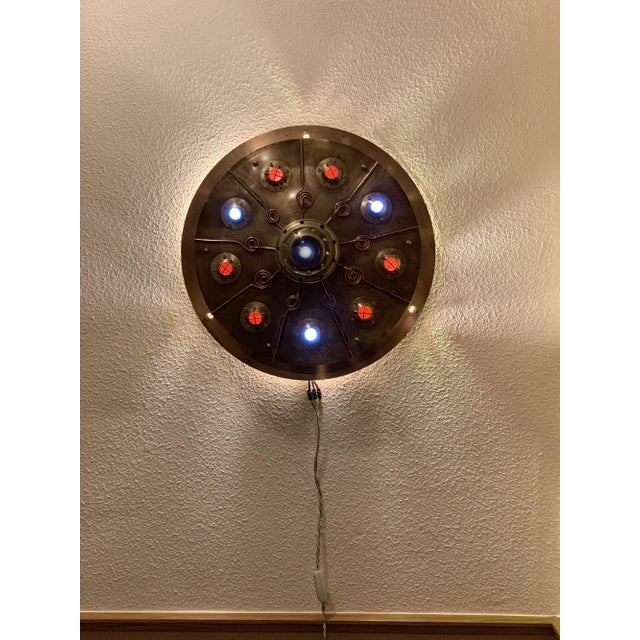 Brass Dieselpunk / Steampunk Sconce - Handcrafted Retro-Futuristic Wall Light For Sale - Image 9 of 11