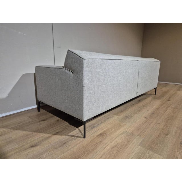 Wood Vintage Three-Seater Sofa in Gray Fabric For Sale - Image 7 of 13