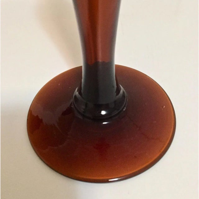 Mid-Century Modern Mid-Century Bohemian Glass Amber Candle Holder For Sale - Image 3 of 4