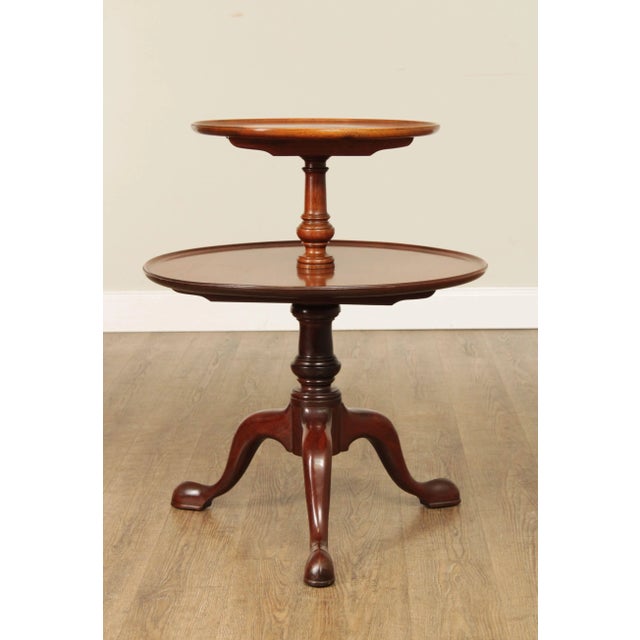 Traditional 1970s Kittinger Mahogany Queen Anne 2 Tier Dumbwaiter Side Table For Sale - Image 3 of 13