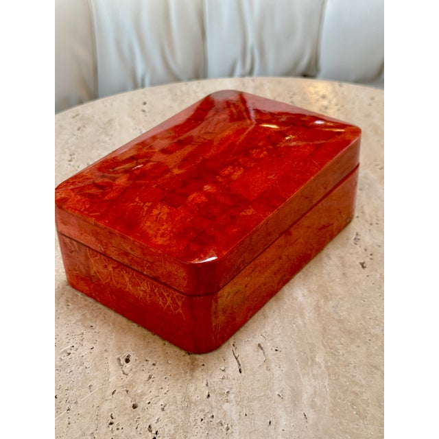 1970s Vintage Italian Red Lacquered Decorative Box For Sale - Image 5 of 9