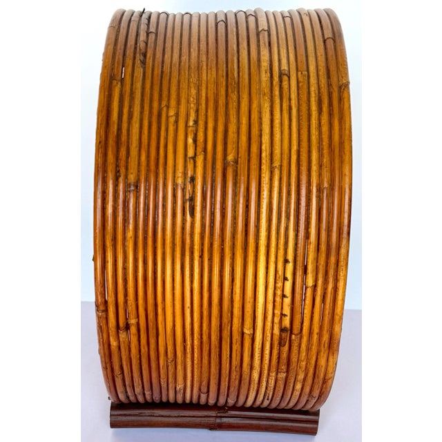 Wood Boho Rattan Circular Porthole 6 Bottle Wine Caddy/ Rack For Sale - Image 7 of 7