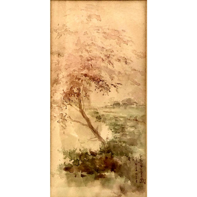 This original watercolor landscape tells a fascinating story of cross-cultural artistic exchange between Japan and America...