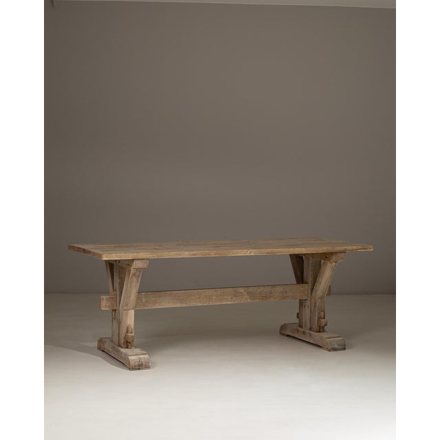 1970s French Oak Trestle Dining Table For Sale - Image 16 of 18