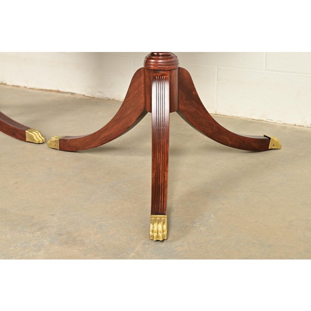 Baker Furniture Style Georgian Mahogany Double Pedestal Extension Dining Table, Newly Refinished For Sale - Image 14 of 18