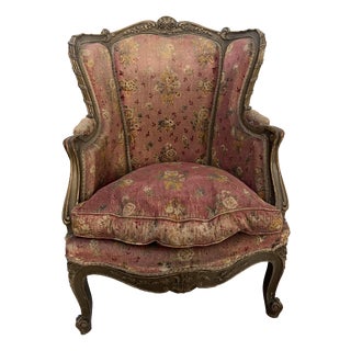 20th Century Louis XV Style Wing Chair in Patinated Beechwood For Sale