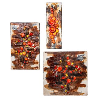 Fat Lava Wall Plaques from Ruscha Keramik, 1970s, Set of 3 For Sale