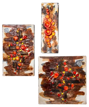Fat Lava Wall Plaques from Ruscha Keramik, 1970s, Set of 3
