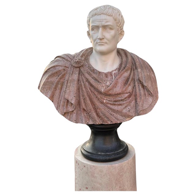 Huge Bust of Roman Emperor, 1950, Marble For Sale