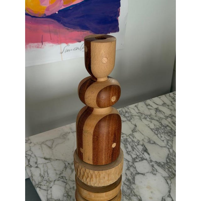 Beech and Cumaru Candlestick 2 by Romain Des Bois For Sale - Image 10 of 13