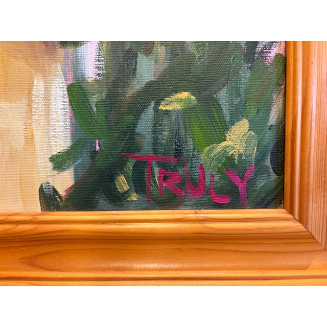 1990's Garden Party Painting by Truly Boring From Newport Beach, Ca For Sale - Image 4 of 4