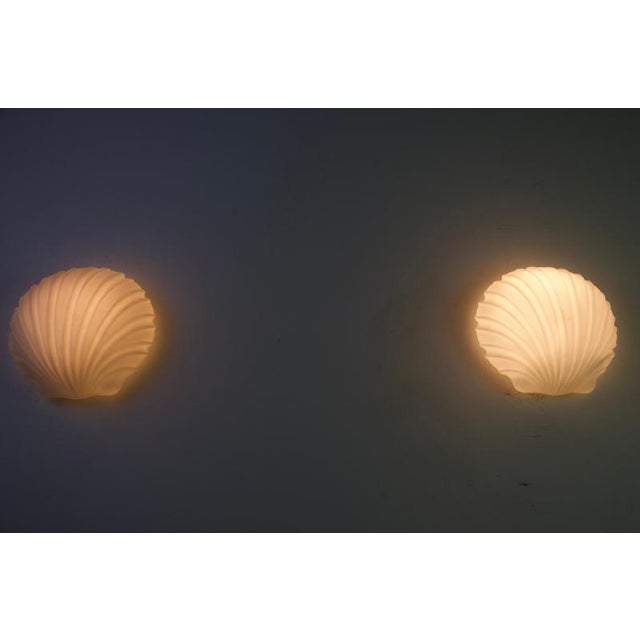 Opaline Glass Shell Wall Lamps from Glashütte Limburg, 1960s, Germany, Set of 2 For Sale - Image 6 of 12