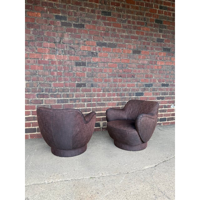 Textile Vladimir Kagan for Directional Model 100a Swivel Lounge Chairs – Pair For Sale - Image 7 of 10