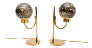 Vintage Swedish Brass and Glass Table Lamps from Bergboms, 1970s, Set of 2