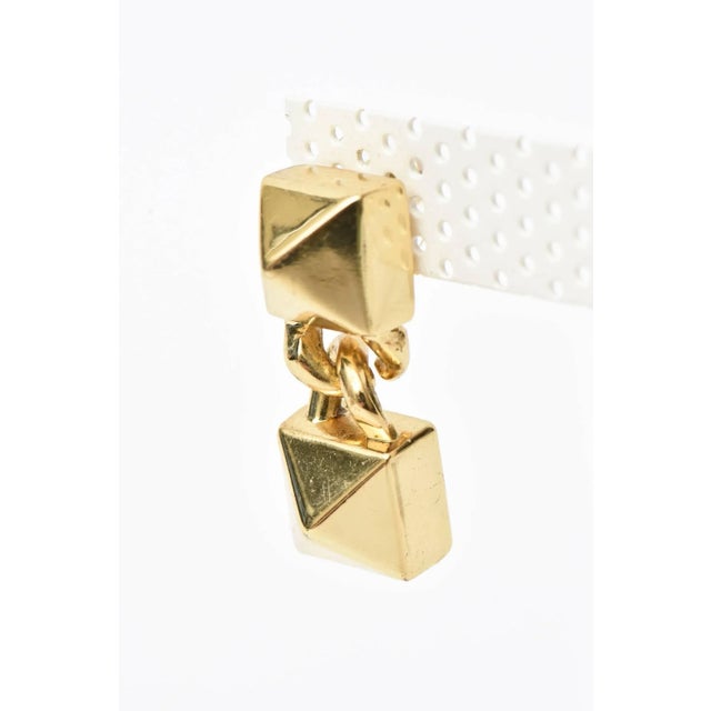 Signed Fallon Sculptural Pierced Earrings 90's PairOf For Sale - Image 4 of 10