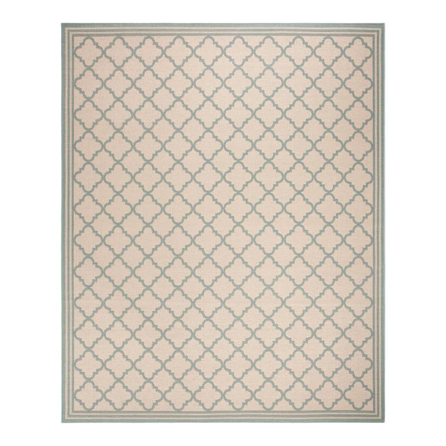 Sea Cottage Indoor Outdoor Rug Cream & Aqua 7'10"x10' For Sale