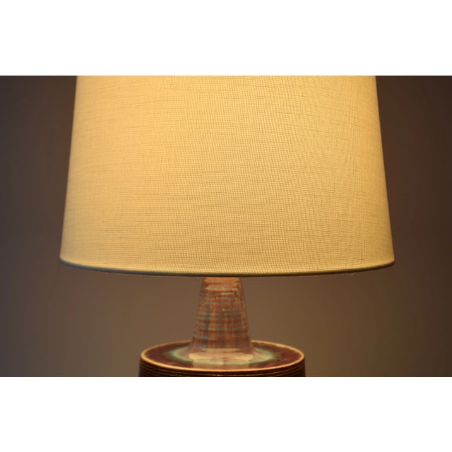 Mid-Century Danish Brown and Purple Striped Ceramic Table Lamp by Jytte Trebbien, 1960s For Sale - Image 11 of 13
