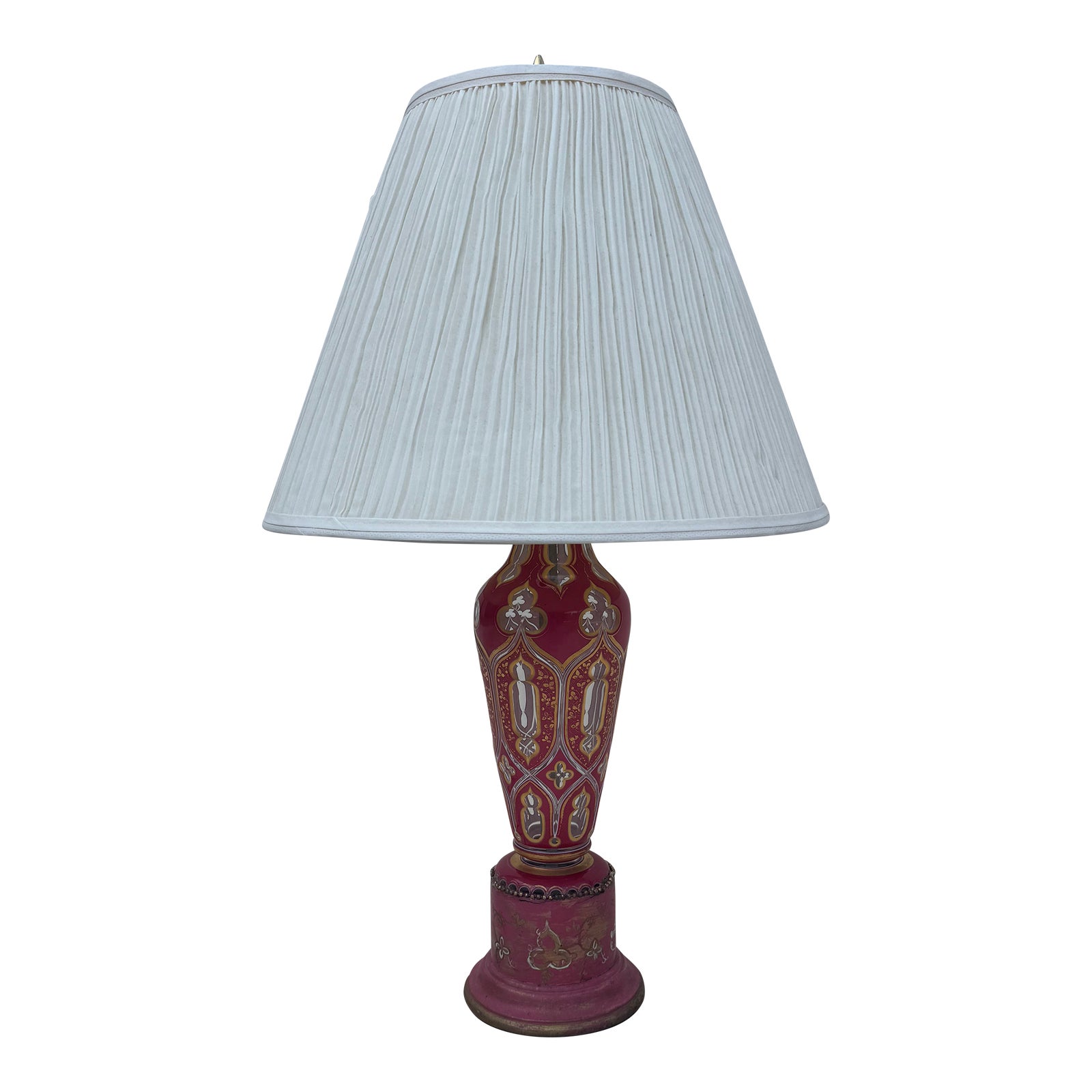 1950s Pink Regency Style Beveled Glass Double Lamp, image size:1600x1600