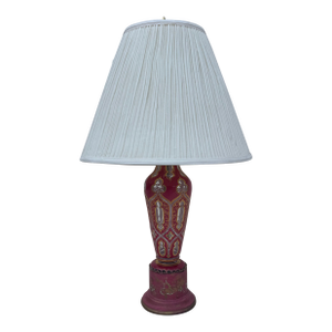 1950s Pink Regency Style Beveled Glass Double Lamp